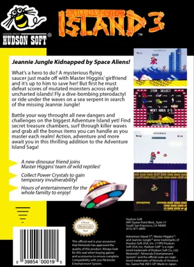Adventure Island 3 (USA) box cover back